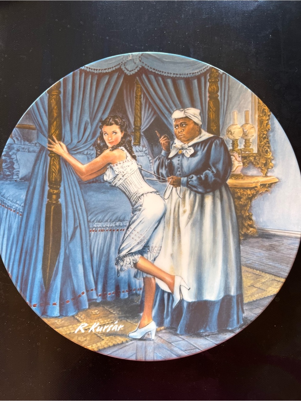 Gone With the Wind plate: Mammy Lacing Scarlett